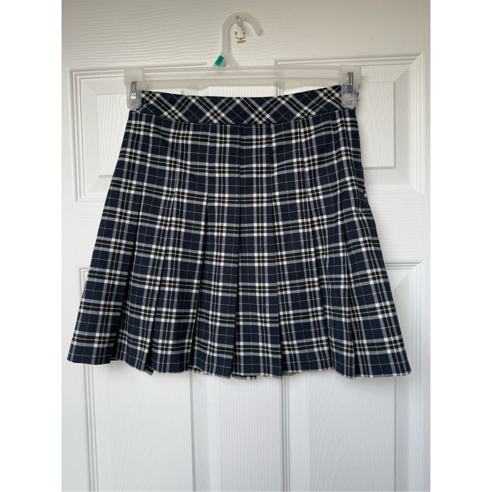 Divided Mini Skirt Size 2 Women's Navy White Plaid Academia School Skirt Prep